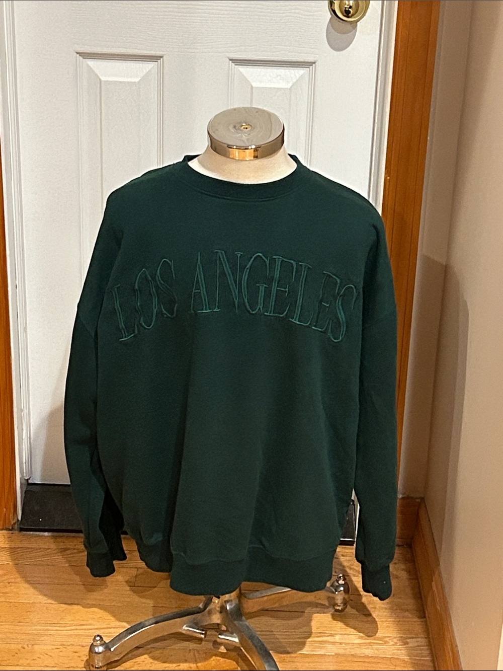 Reflex Dark Green Crewneck Sweatshirt with Embroidered 'Los Angeles'